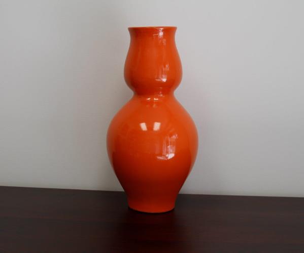 Large Bright Orange Chalice Vase