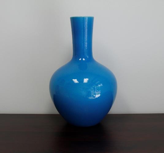 French Turquoise Bulb Vase